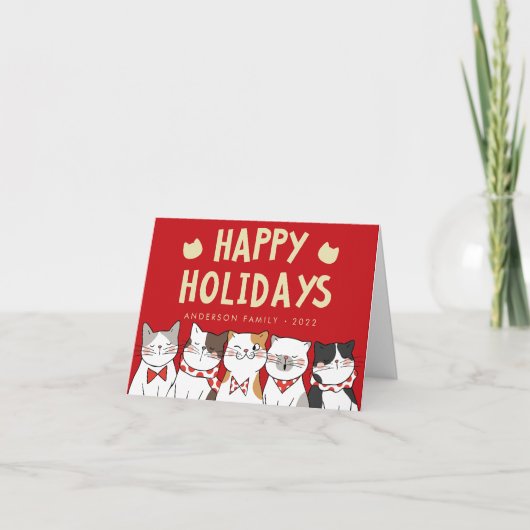 楽しいホリデー　かわいい猫たちのクリスマスソング シーズンカード (正面)