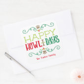 楽しいホリデー ペット ドッグ フェスティブ クリスマス スクエア S スクエアシール (封筒)