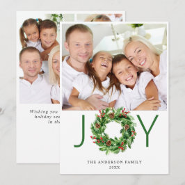 楽しいホリデー　ホリー　ベリー　松の葉のリース　写真4枚　グリーティングカード シーズンカード