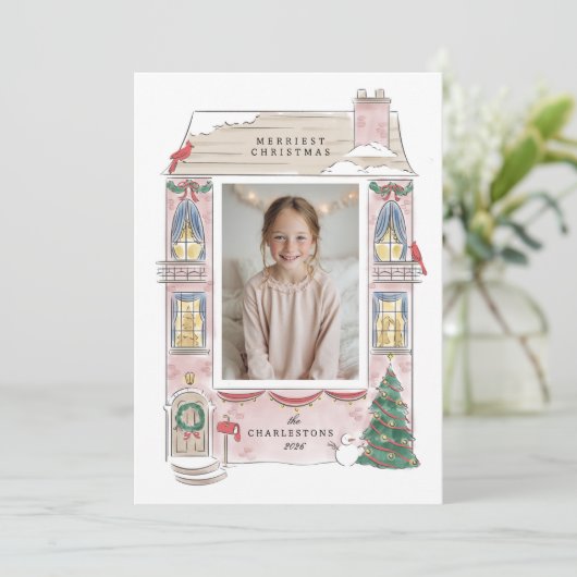 楽しいホリデー ホームフレーム グリーティングカード シーズンカード (スタンド正面)