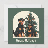 楽しいホリデー ロットワイラー犬 シーズンカード (正面)