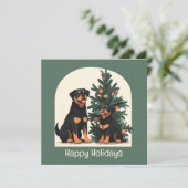 楽しいホリデー ロットワイラー犬 招待状 (スタンド正面)