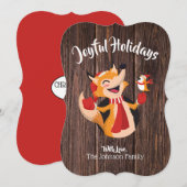 楽しいホリデー　狐と鳥のフラットカード シーズンカード (正面/裏面)