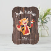 楽しいホリデー　狐と鳥のフラットカード シーズンカード (スタンド正面)