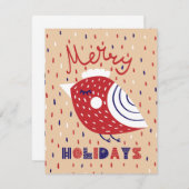 楽しいホリデー　鳥のクリスマスカード シーズンカード (正面/裏面)