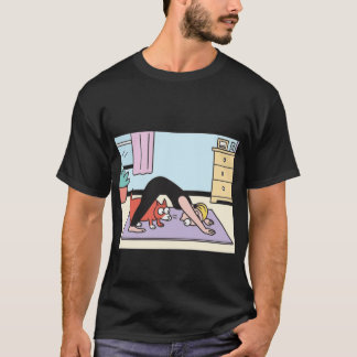 楽しいホームヨガのポーズ 猫と犬のドッグ fam tシャツ