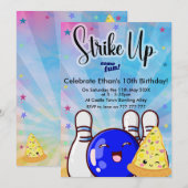 楽しいボウリングパーティーをしよう！タイダイ・ボーイズ・ボウリング・パーティー 招待状 (正面/裏面)