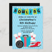 楽しいボウリング男子誕生日パーティー招待状 招待状 (正面/裏面)