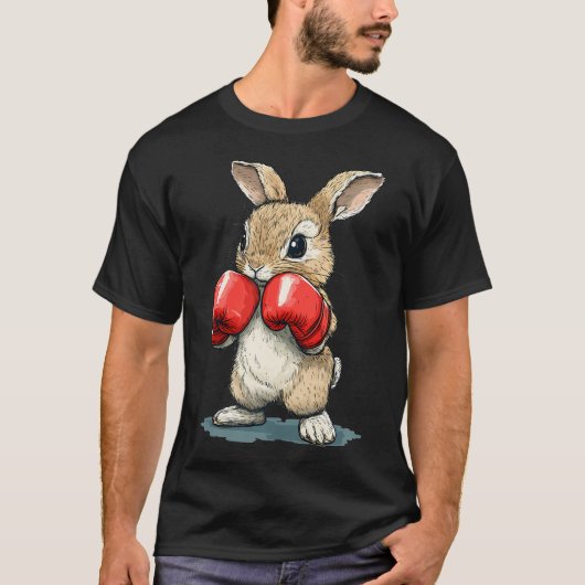 楽しいボクシンググローブのうさぎ Tシャツ (正面)