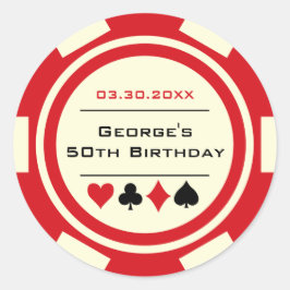 楽しいポーカー チップ 誕生日 赤 オフホワイト ラウンドシール