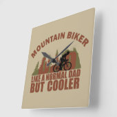 楽しいマウンテンバイクのパパ スクエア壁時計 (傾斜)