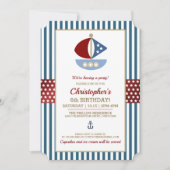 楽しいマリン テーマの誕生日パーティー 招待状 (正面)