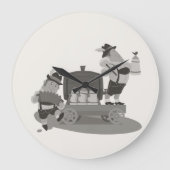 楽しいミュージシャンがババリア風の衣装でオクトーバーフェストの時計に招待 ラージ壁時計 (正面)