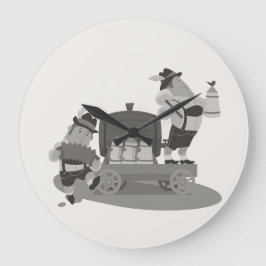 楽しいミュージシャンがババリア風の衣装でオクトーバーフェストの時計に招待 ラージ壁時計