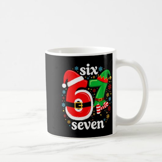 楽しいミーム 六 七 67 妖精 6 7 サンタ クリスマスパジャマ コーヒーマグカップ (右)