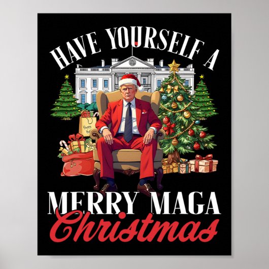 楽しいメガクリスマスをあなたに サンタおかしいT ポスター (正面)