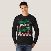 楽しいメリーと賛美、レトロなクリスマス Tシャツ (正面フル)
