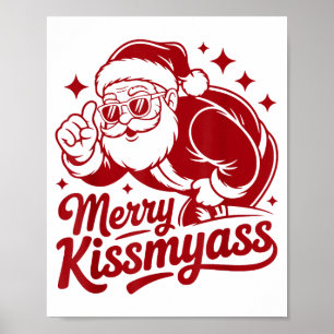 楽しいメリーキスミークリスマス 面白いサンタクロース ポスター