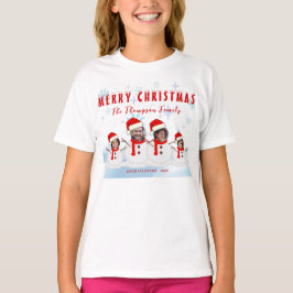 楽しいメリークリスマススノーマンファミリーフォト Tシャツ