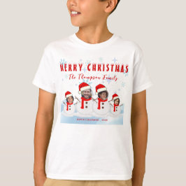 楽しいメリークリスマススノーマンファミリーフォト Tシャツ