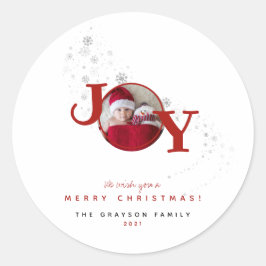 楽しいメリークリスマス ジョイ フォト ホリデー ラウンドシール