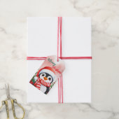 楽しいメリークリスマス リース かわいいペンギン サンタクロース ギフトタグ (より糸付き)