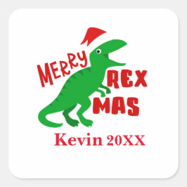 楽しいメリーレックスマス子供用T-Rex恐竜 スクエアシール