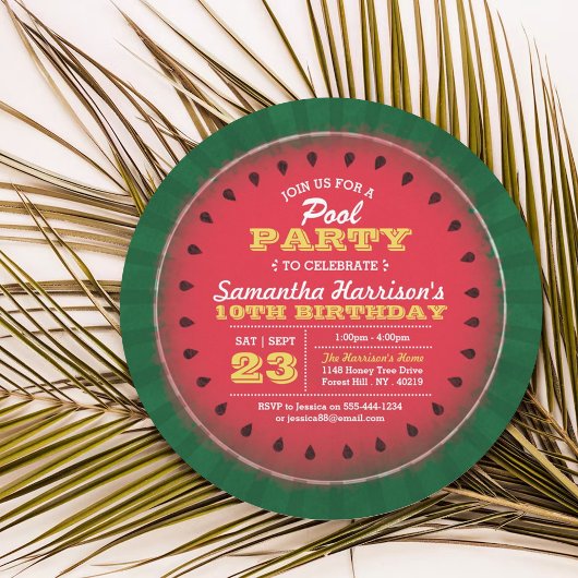 楽しいメロン満喫!サマー プールパーティー 誕生日パーティー どんな年齢にも 招待状