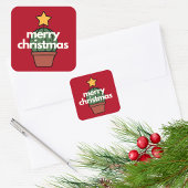 楽しいモダンなカクタス クリスマス スクエア ステッカー