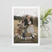 楽しいモダンなシンプルな円形タイプ3写真クリスマス シーズンカード (スタンド正面)