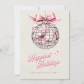 楽しいモダンなディスコボールオーナメント 最も幸せなホリデーシーズン シーズンカード (正面)