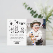 楽しいモダンなパンダの子供の誕生日 サンキューカード (スタンド正面)