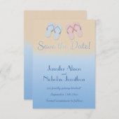 楽しいモダンなビーチのフリップフロップサンダル セーブ・ザ・デート 招待状 (正面/裏面)