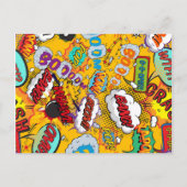 楽しいモダンなブライズシャワーのためのコミックブック インビテーションポストカード (裏面)