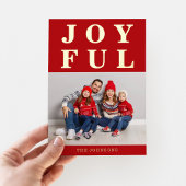 楽しいモダンな赤い写真のクリスマスゴールド 箔シーズンカード