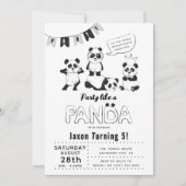楽しいモダンな「パンダのようにパーティしよう」子供の誕生日 招待状 (正面)