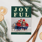 楽しいモダンエメラルドグリーン写真クリスマスゴールド 箔シーズンカード