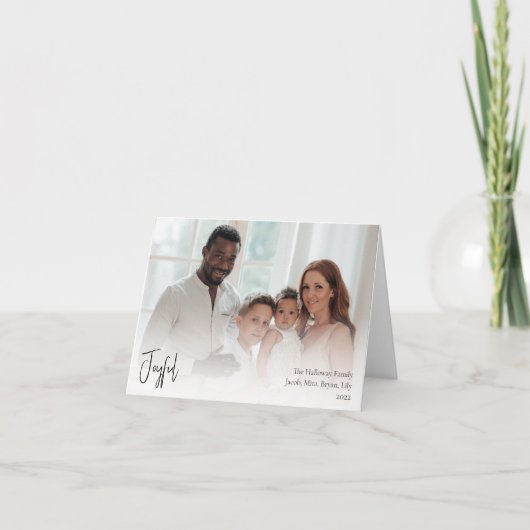 楽しいモダンクリスマスの台本をフルフォトで折り シーズンカード (正面)