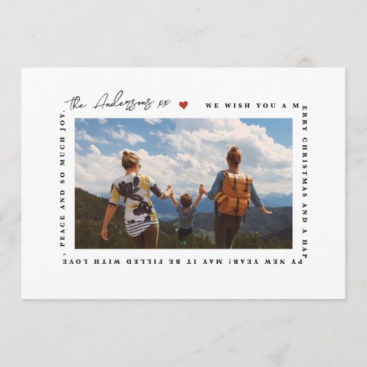 楽しいモダンクリスマスの挨拶 | LOVE PHOTOハート シーズンカード (正面)