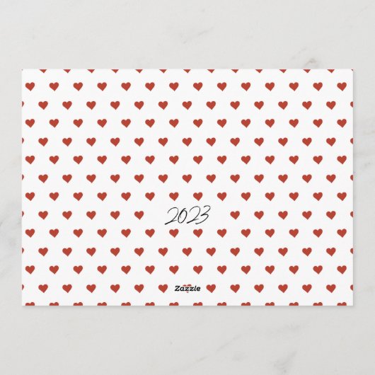 楽しいモダンクリスマスの挨拶 | LOVE PHOTOハート シーズンカード (裏面)