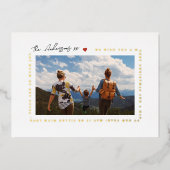 楽しいモダンクリスマスの挨拶 | LOVE PHOTOハート 箔シーズンカード (正面)