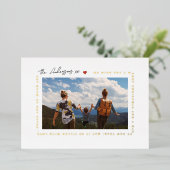 楽しいモダンクリスマスの挨拶 | LOVE PHOTOハート 箔シーズンカード (立ち正面)