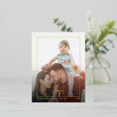 楽しいモダンクリスマスの脚本 |額縁の写真金ゴールド 箔シーズンポストカード (立ち正面)