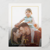 楽しいモダンクリスマスの脚本 |額縁の写真金ゴールド 箔シーズンポストカード (正面)