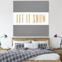 楽しいモダングレー 明るいホワイトのストライプ LET IT SNOW