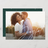 楽しいモダンスクリプトの写真1枚 緑のクリスマスカード シーズンカード (正面/裏面)