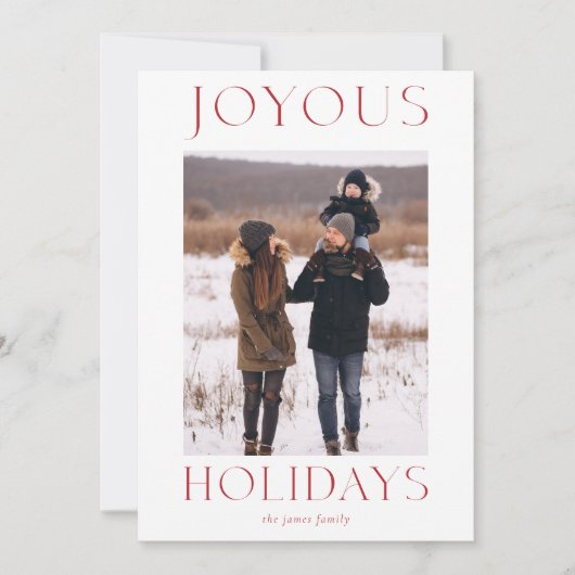 楽しいモダン休日の家族の写真クリスマスカード シーズンカード (正面)