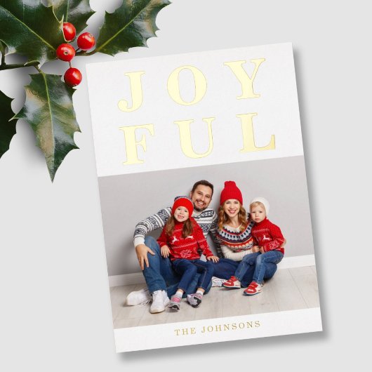 楽しいモダン写真クリスマスゴールド 箔シーズンカード