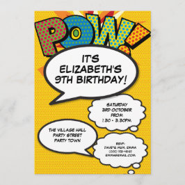 楽しいモダン誕生日パーティー どの年齢でも POW 招待状