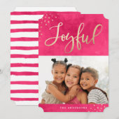 楽しいモダン金ゴールドピンクの水彩写真 シーズンカード (正面/裏面)